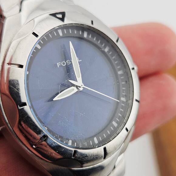 Fossil Big Tic Men's Silver Tone Blue Facce Watch - Picture 3 of 7